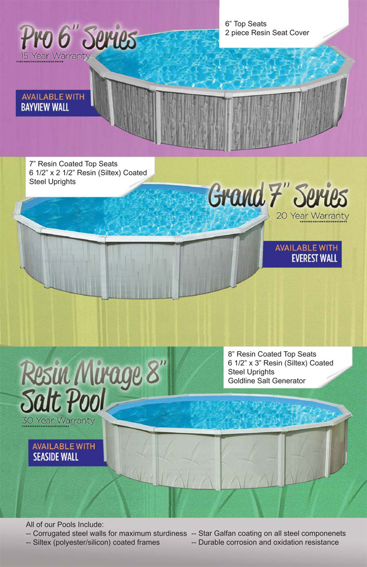 Ground pools available with the wall